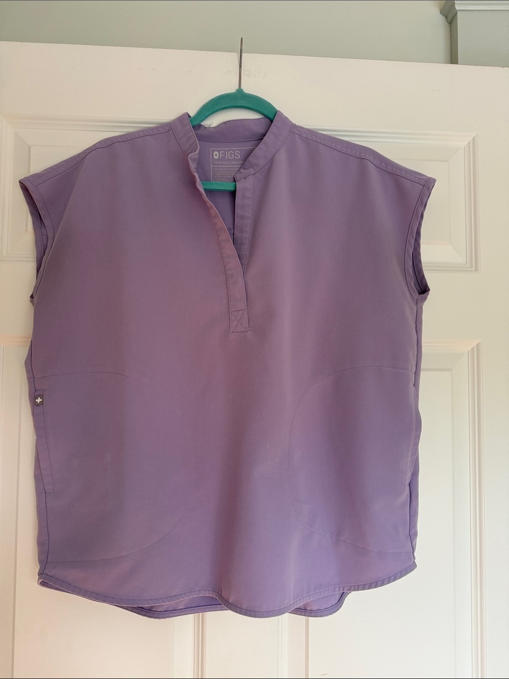 FIGS Lavender Split-Neck Tunic Top. Technical collection
